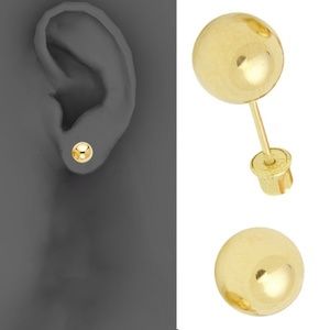 14k Yellow 5mm Ball Stud Earrings - Screw Back